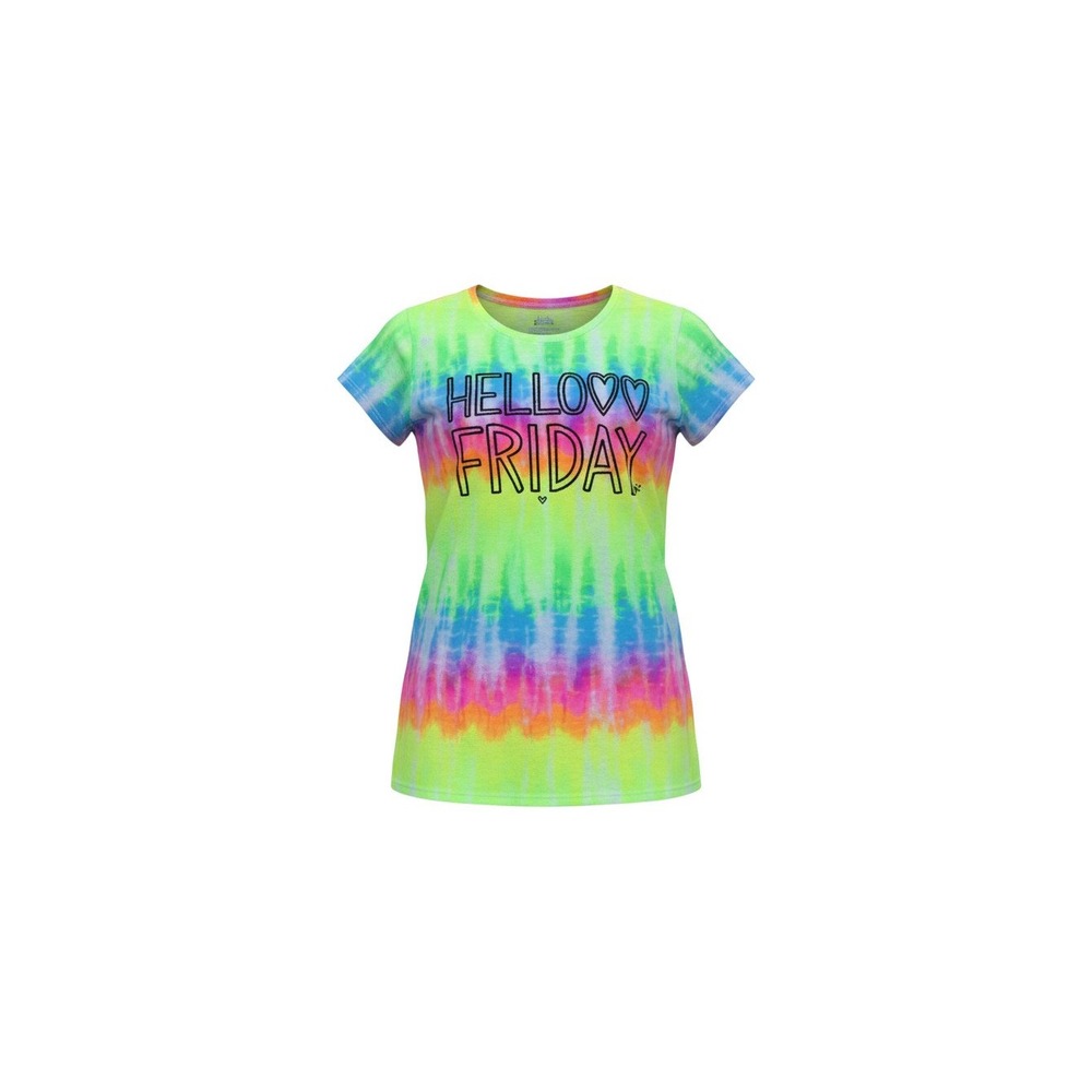 Justice Graphic Tee Girls 20 Multi Tie Dye Hello Friday Short Sleeve Shirt